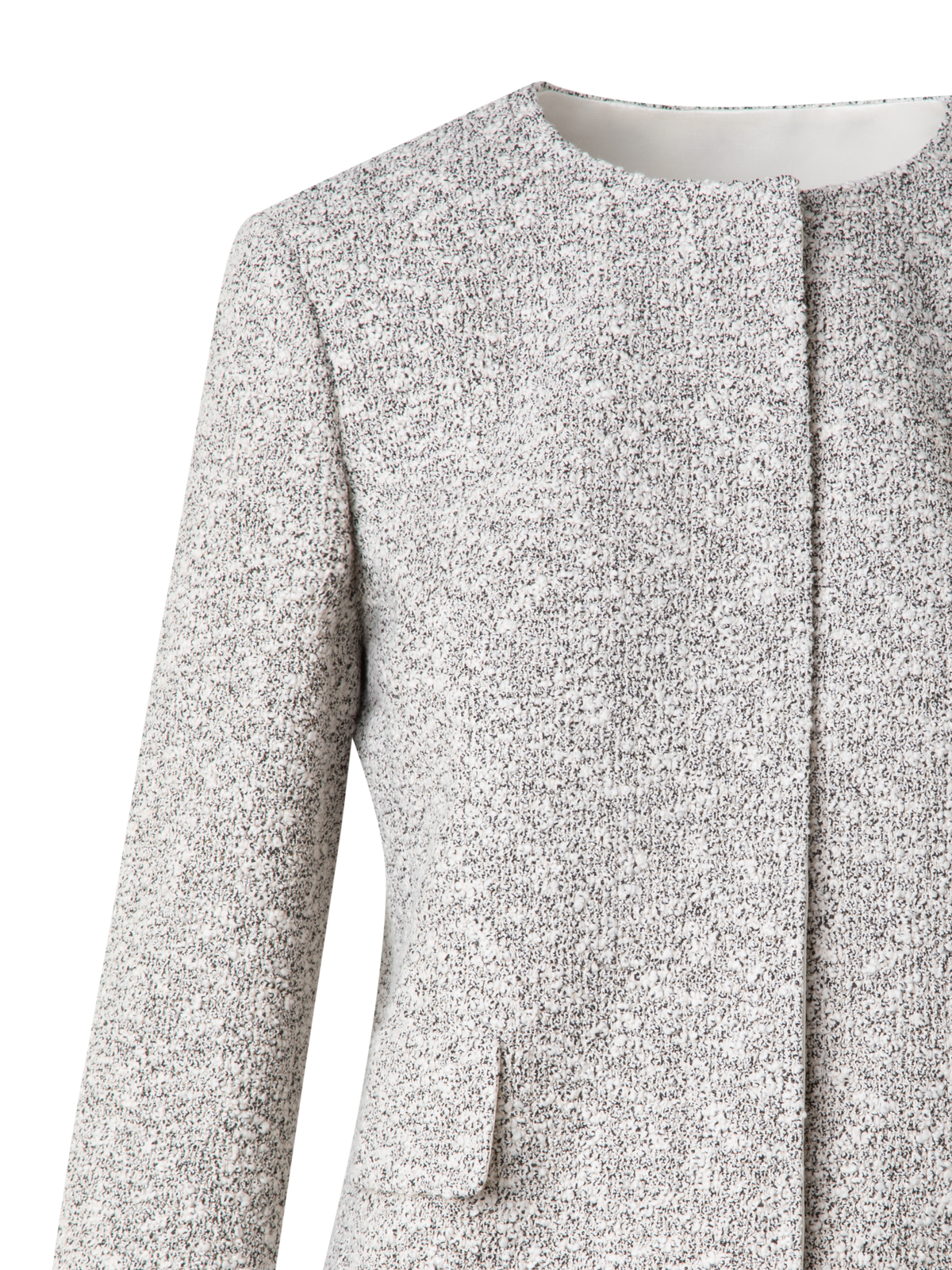 Designer Cropped Bouclé Tweed Jacket - grey