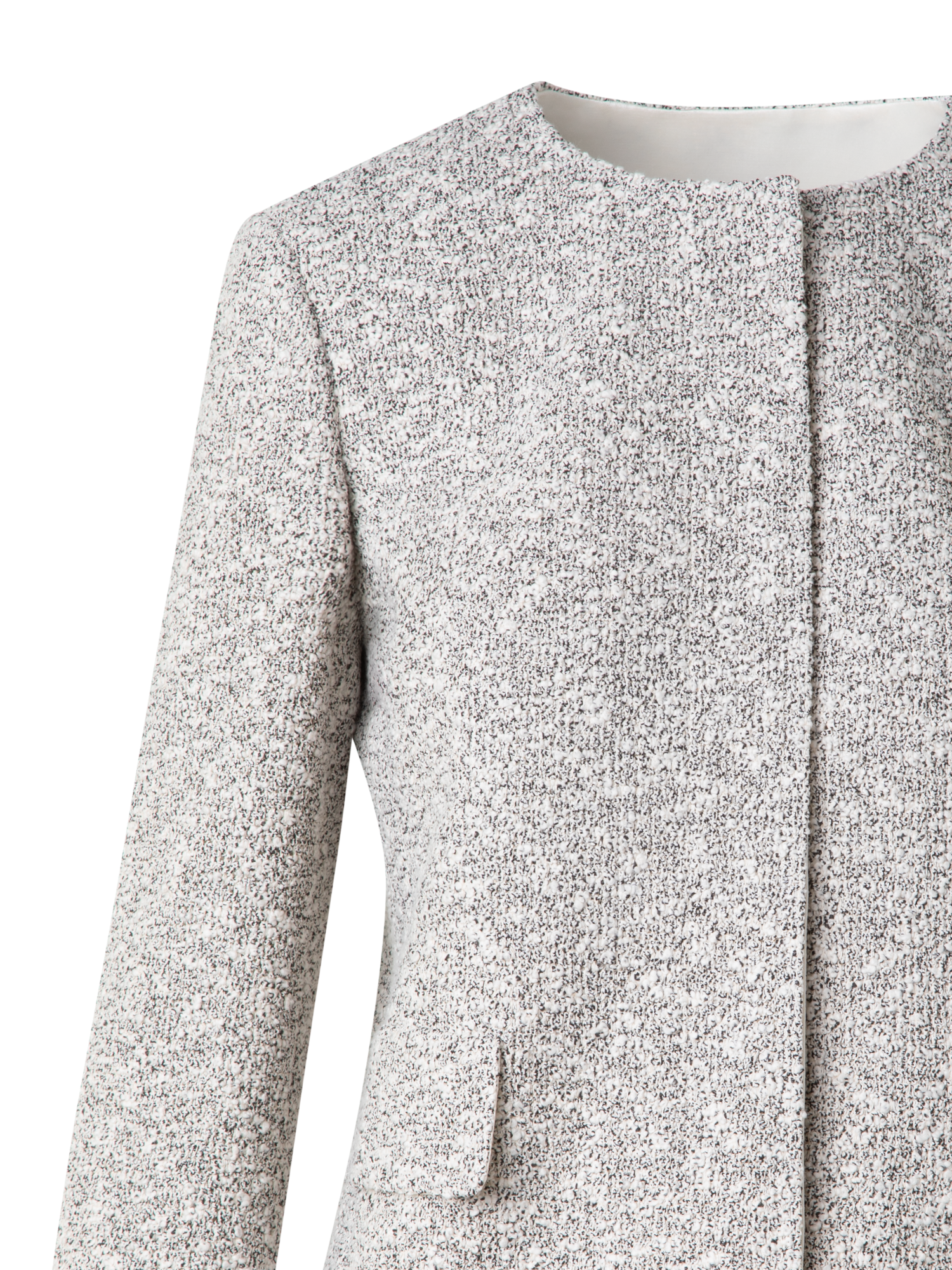 Designer Cropped Bouclé Tweed Jacket - grey