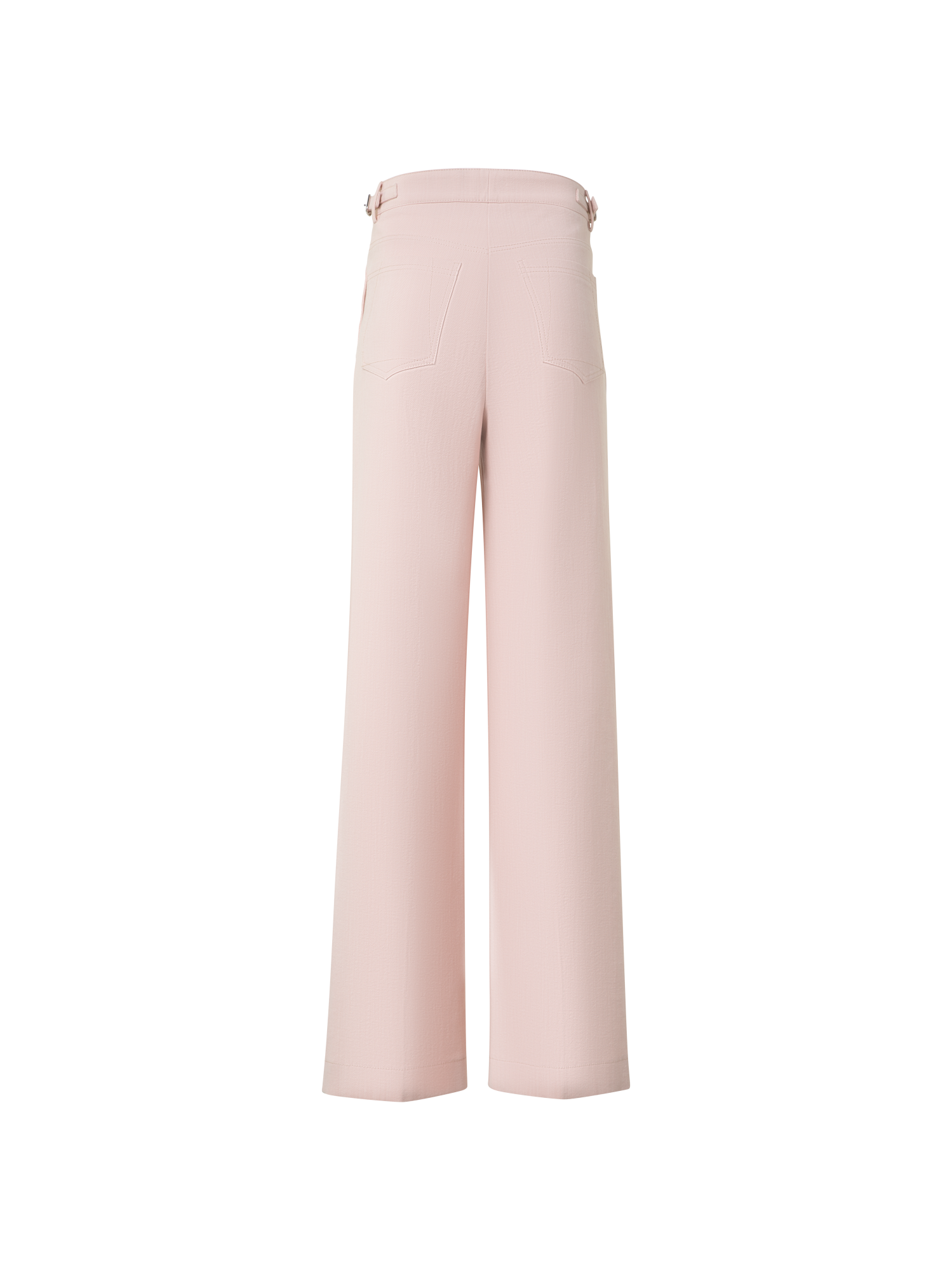 Designer Wide Cotton Denim Stretch Pants - pastel - pink