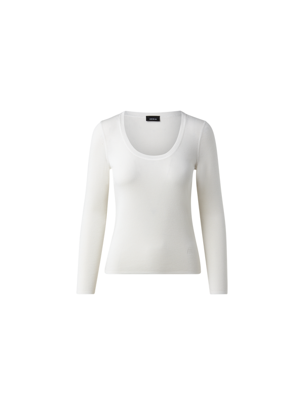 Designer Cashmere Silk Fitted Scoop-Neck Pullover