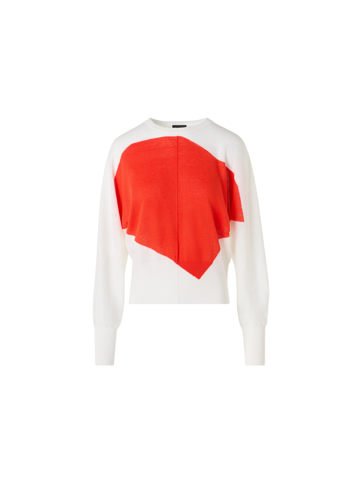 Designer Oversize Linen Cotton Sweater with Polygon Intarsia - multicolor