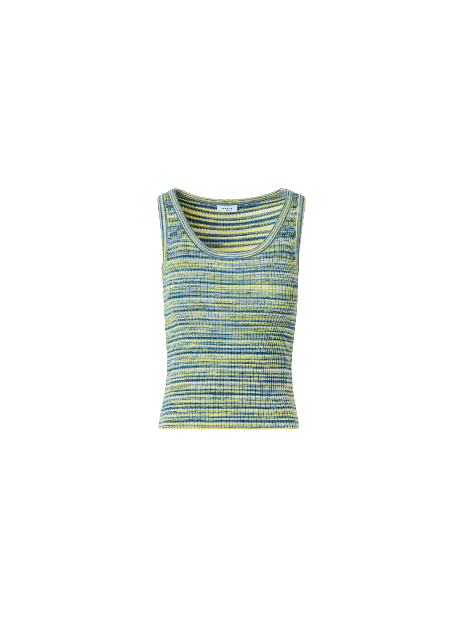 Designer Fitted Scoop Neck Space-Dye Merino Rib Knit Tank - multicolor
