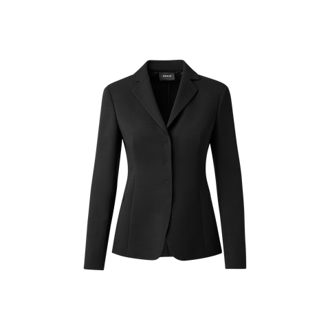 Wool Double-Face Blazer with Leather Collar