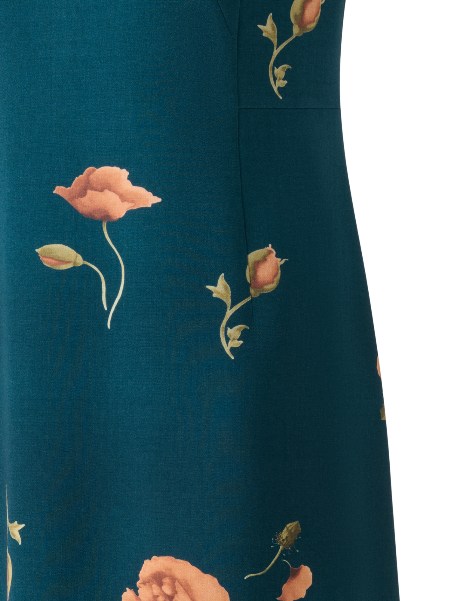 Designer Sheath Dress in Wool Double-Face Anemone Print - green - multicolor