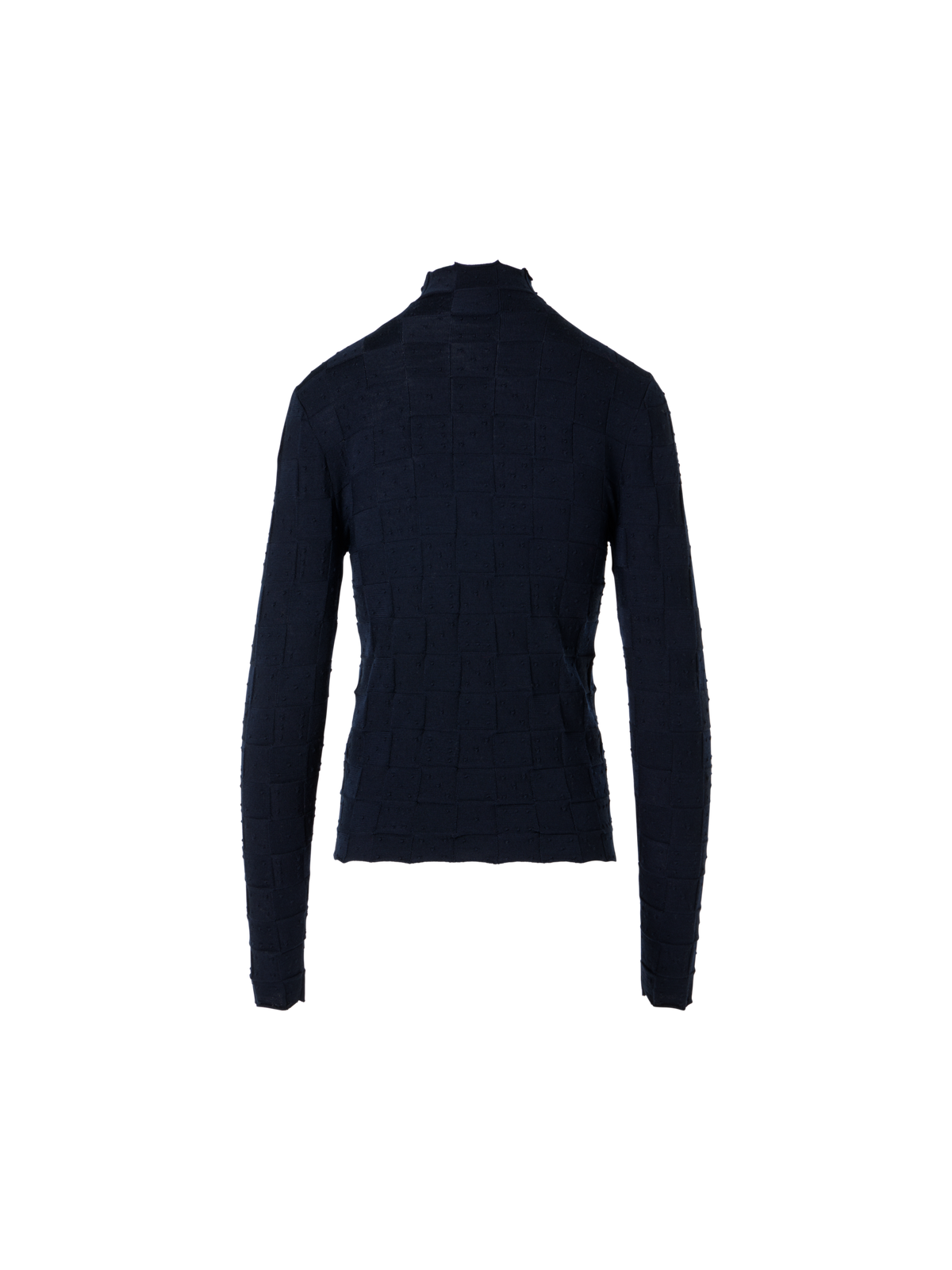 Designer Fitted Wool Sweater with 3D Dice Knit - navy