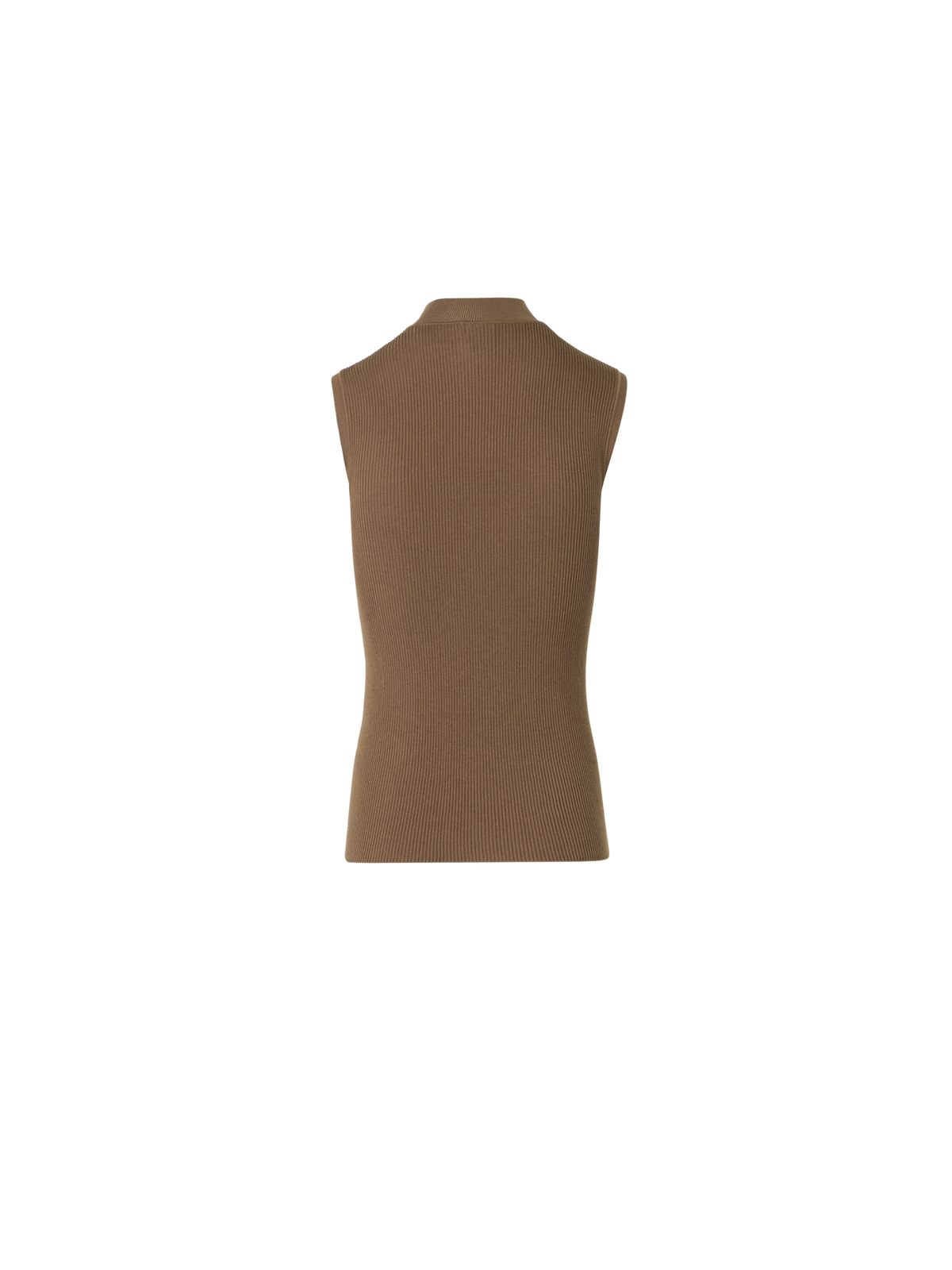 Designer Silk-Cotton Rib Knit Top - brown