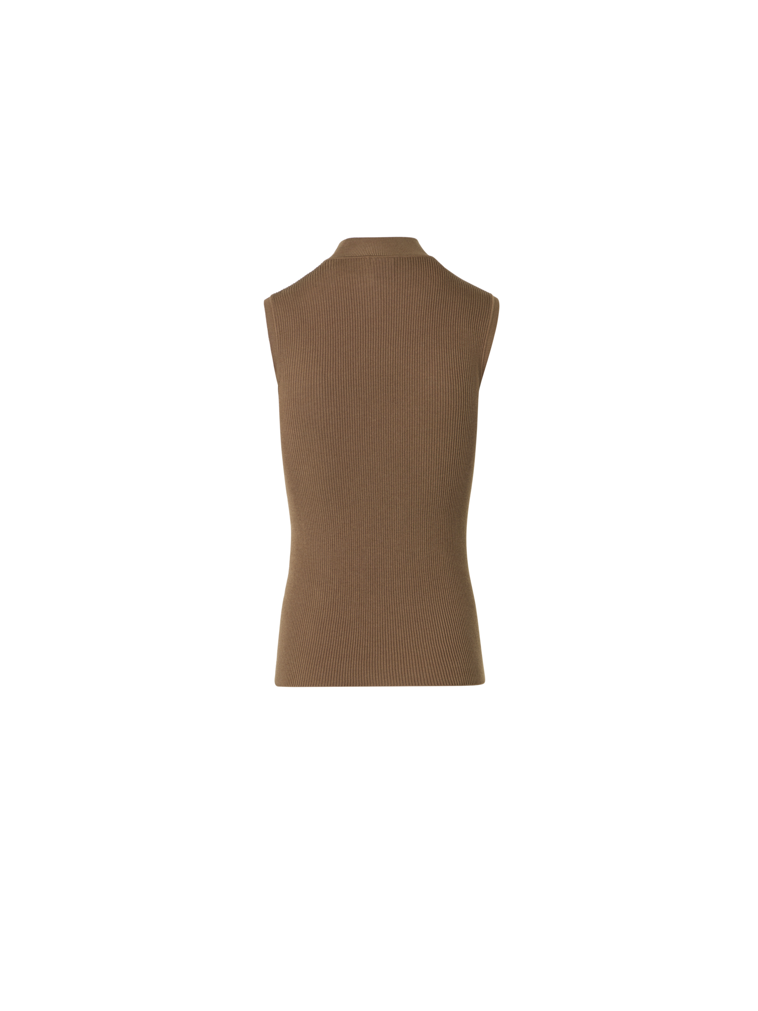Designer Silk-Cotton Rib Knit Top - brown
