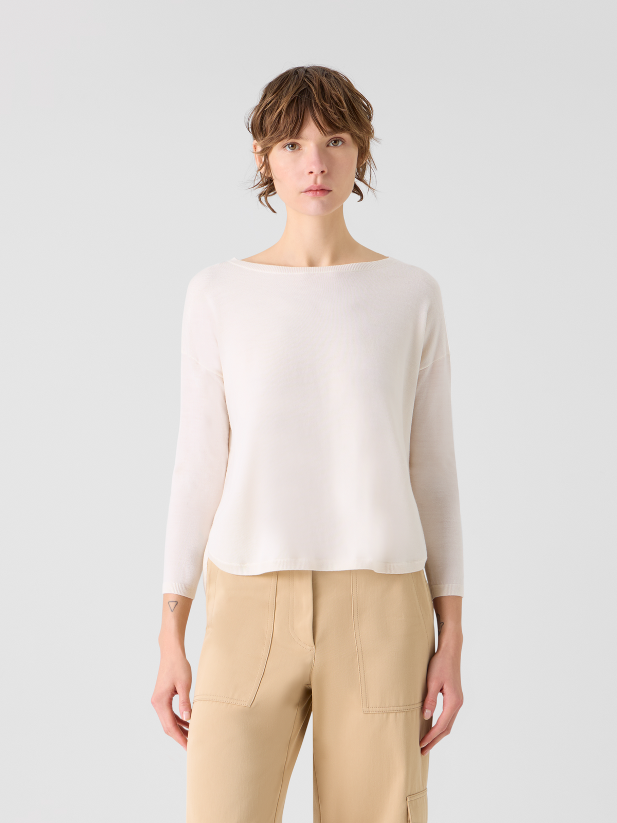 Designer Fine Merino Wool Signature Knit Sweater - white #editorial