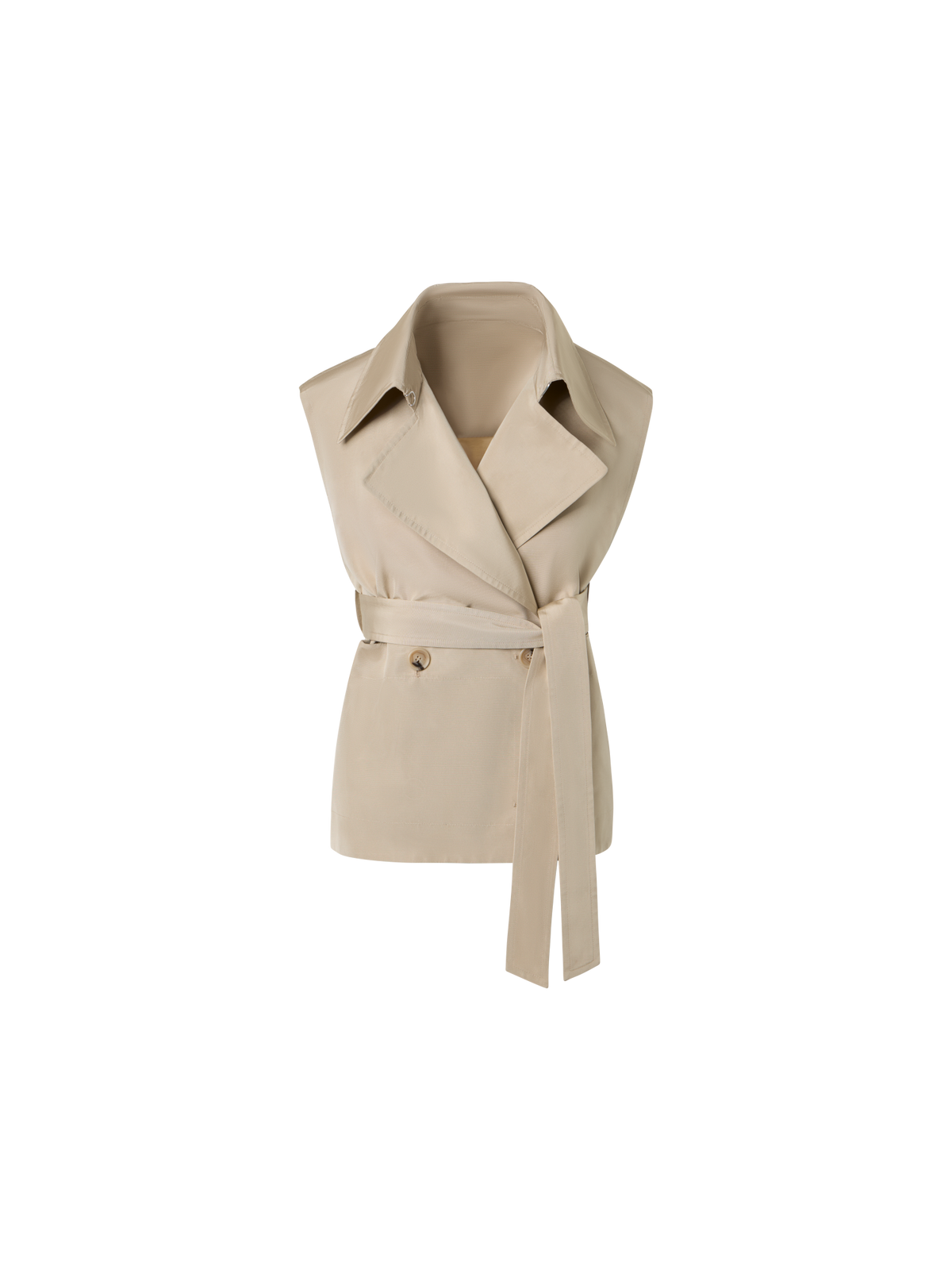 Designer Short Silk Trench Coat with Removable Bolero - beige
