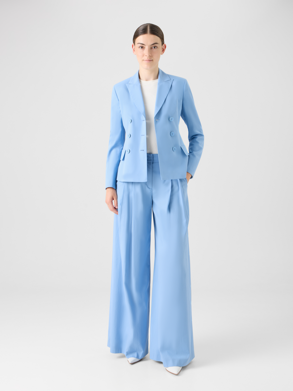 Double-Breasted Cotton Stretch Gabardine Jacket