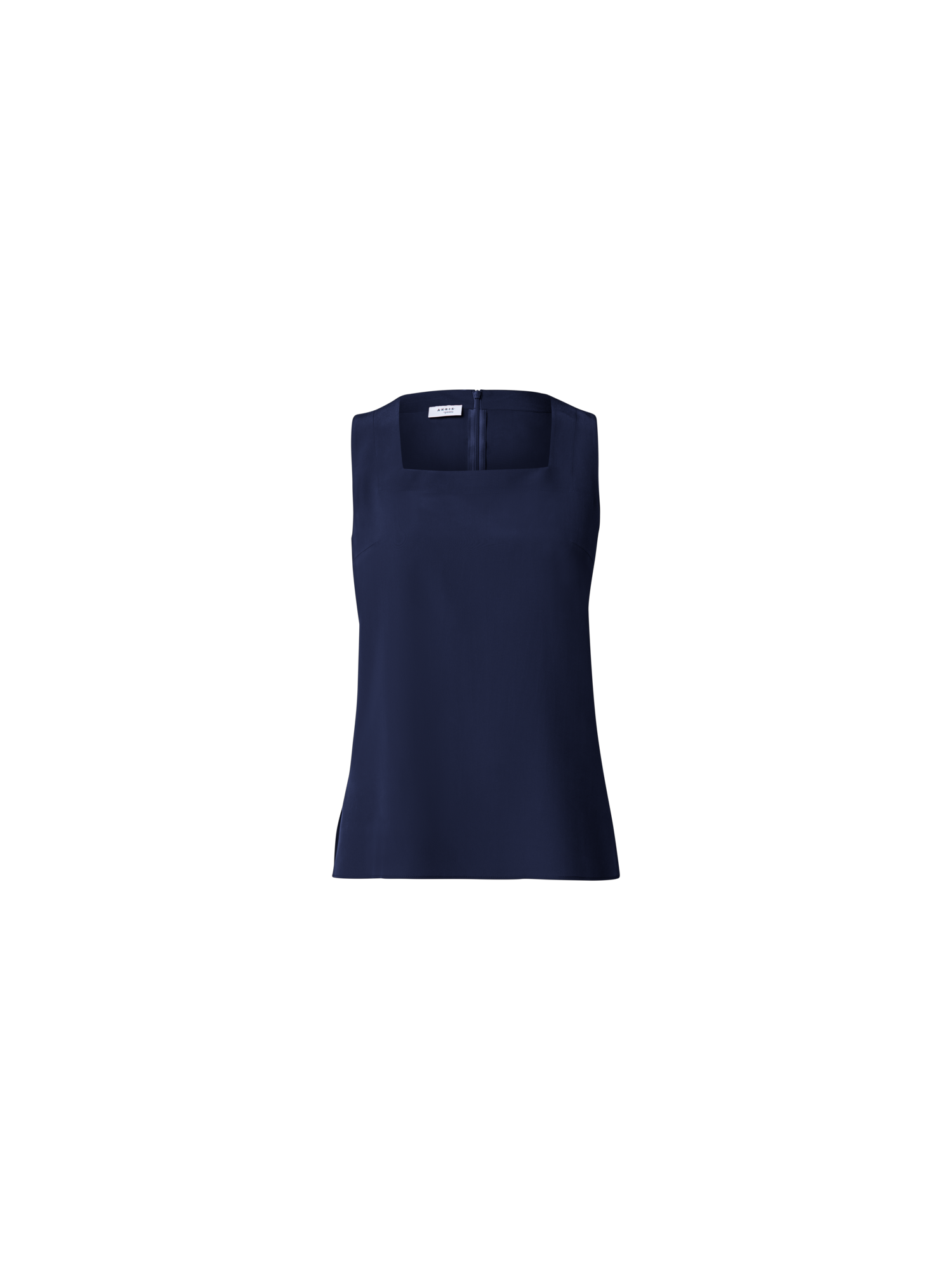 Designer Crêpe de Chine Square Neck Blouse - navy - blue