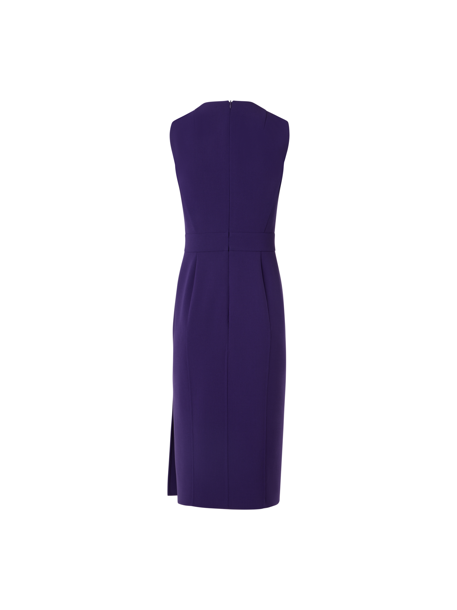 Designer Sleeveless Bi-Stretch Wool Double-Face Shift Dress - purple