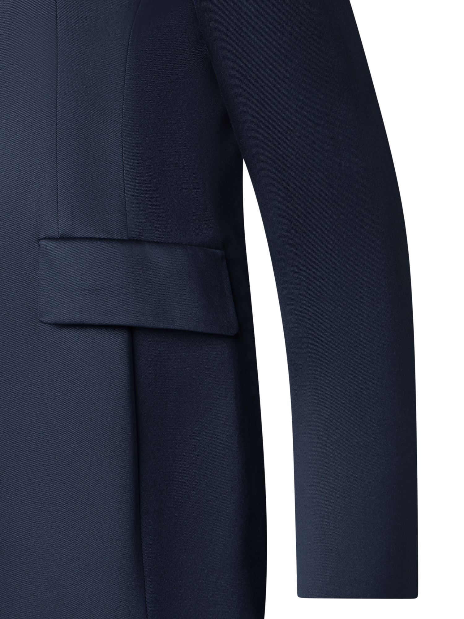 Designer Long Silk Blazer Jacket - navy