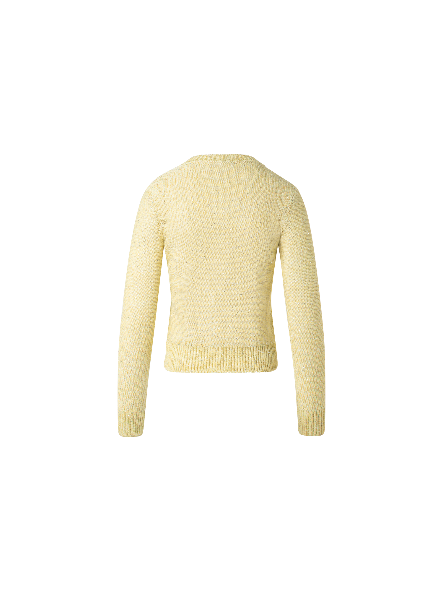 Designer Knit Sweater in Linen Cotton with Micro Sequins - pastel - yellow
