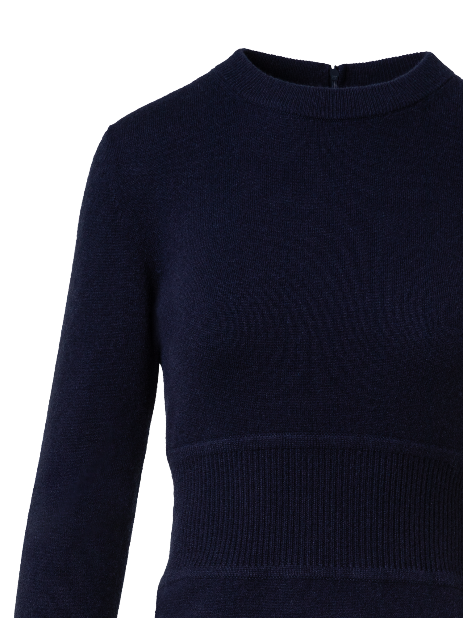 Designer Cashmere Stretch Knit Dress - navy - blue
