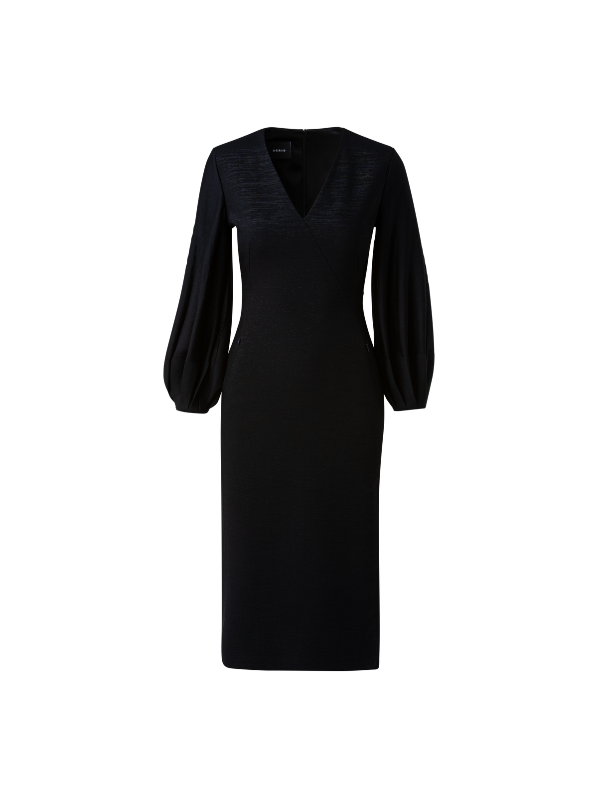 Designer Wool Lurex Double Face Knit Sleeve Dress