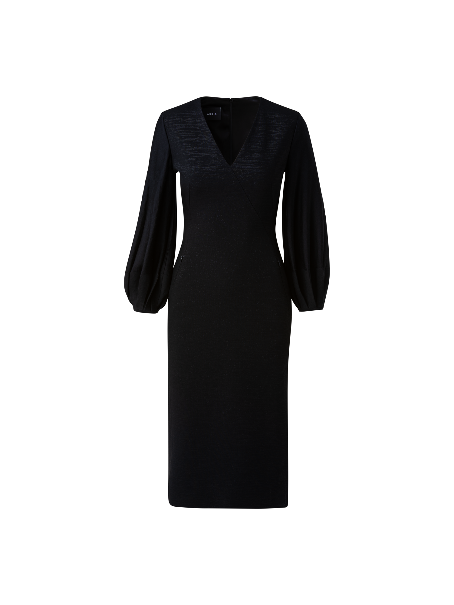 Designer Wool Lurex Double Face Knit Sleeve Dress