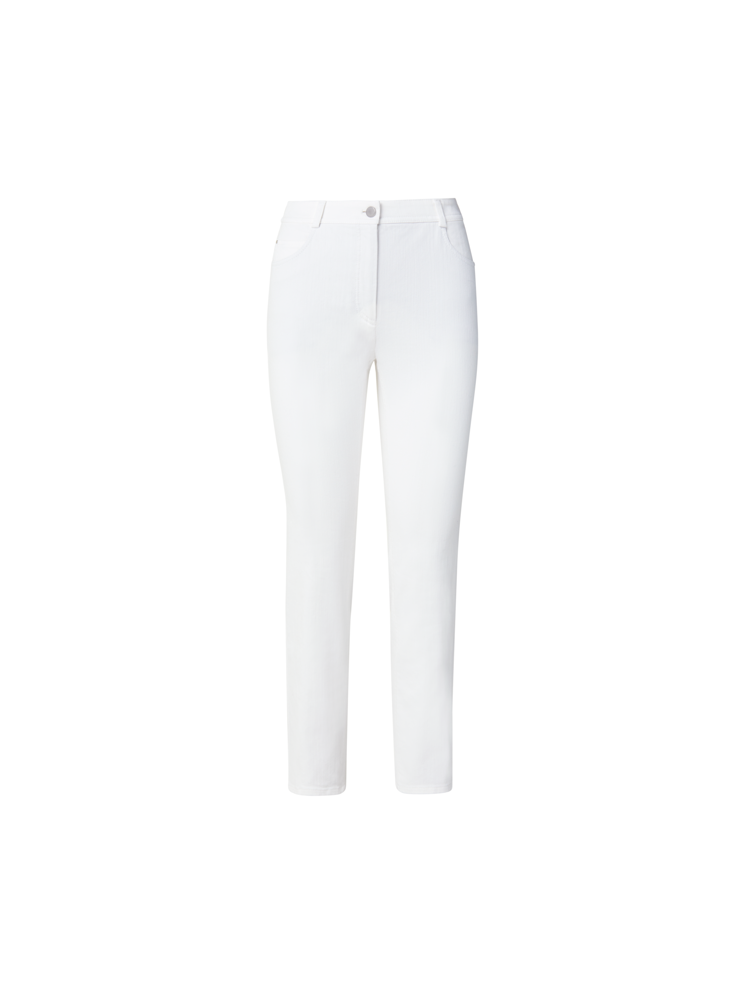 Designer Cropped Straight Cotton Denim Stretch Pants - ecru - white