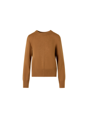 Designer Cashmere Sweater with Central Seam - brown