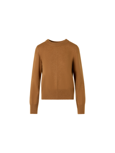 Designer Cashmere Sweater with Central Seam - brown
