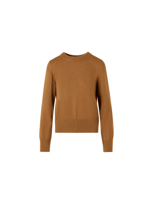 Designer Cashmere Sweater with Central Seam - brown