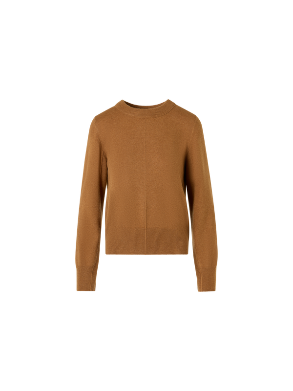 Designer Cashmere Sweater with Central Seam - brown