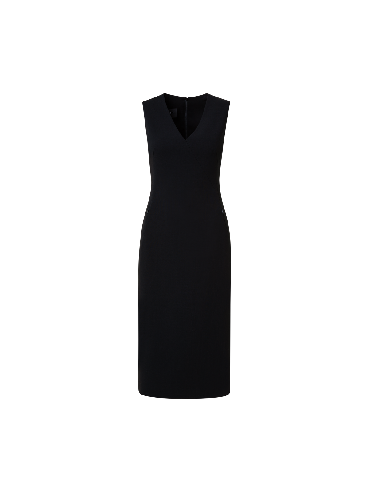 Designer Sleeveless Wool Double-Face Sheath Dress - black