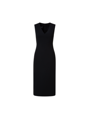 Designer Sleeveless Wool Double-Face Sheath Dress - black