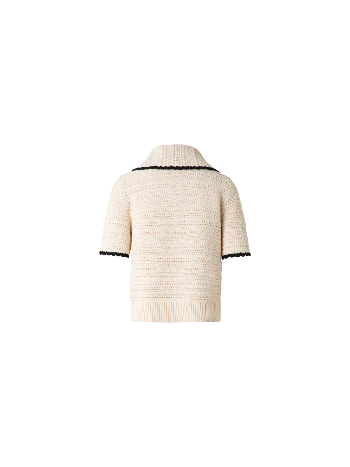 Designer Chunky Cotton Knit Top with Contrast Trim - neutral - multicolor - beige