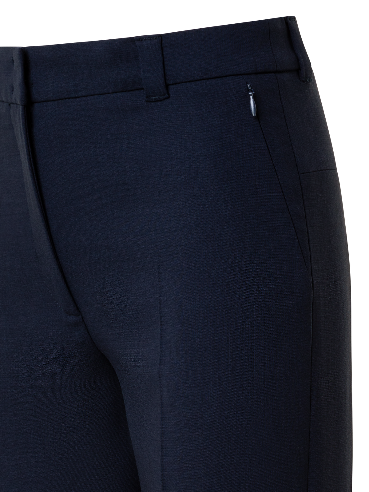 Designer Cropped Tapered Wool Double-Face Pants - navy - blue