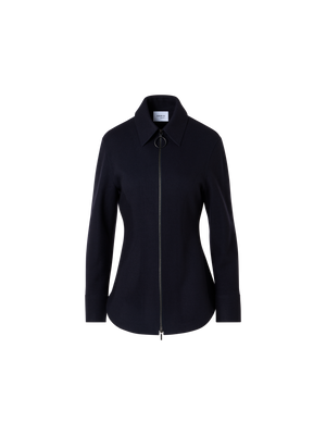 Designer Shirt Jacket in Double-Knit Jersey - blue - navy