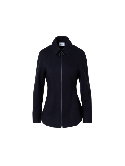 Designer Shirt Jacket in Double-Knit Jersey - blue - navy
