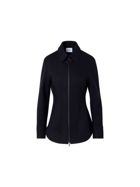 Designer Shirt Jacket in Double-Knit Jersey - blue - navy