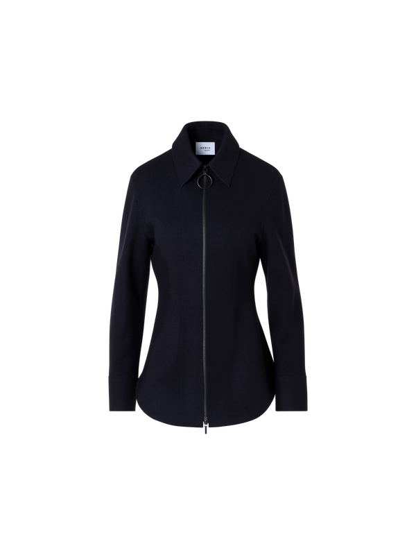 Designer Shirt Jacket in Double-Knit Jersey - blue - navy