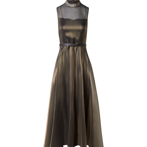 Sheer Shimmer Silk Blend Organza Midi Dress