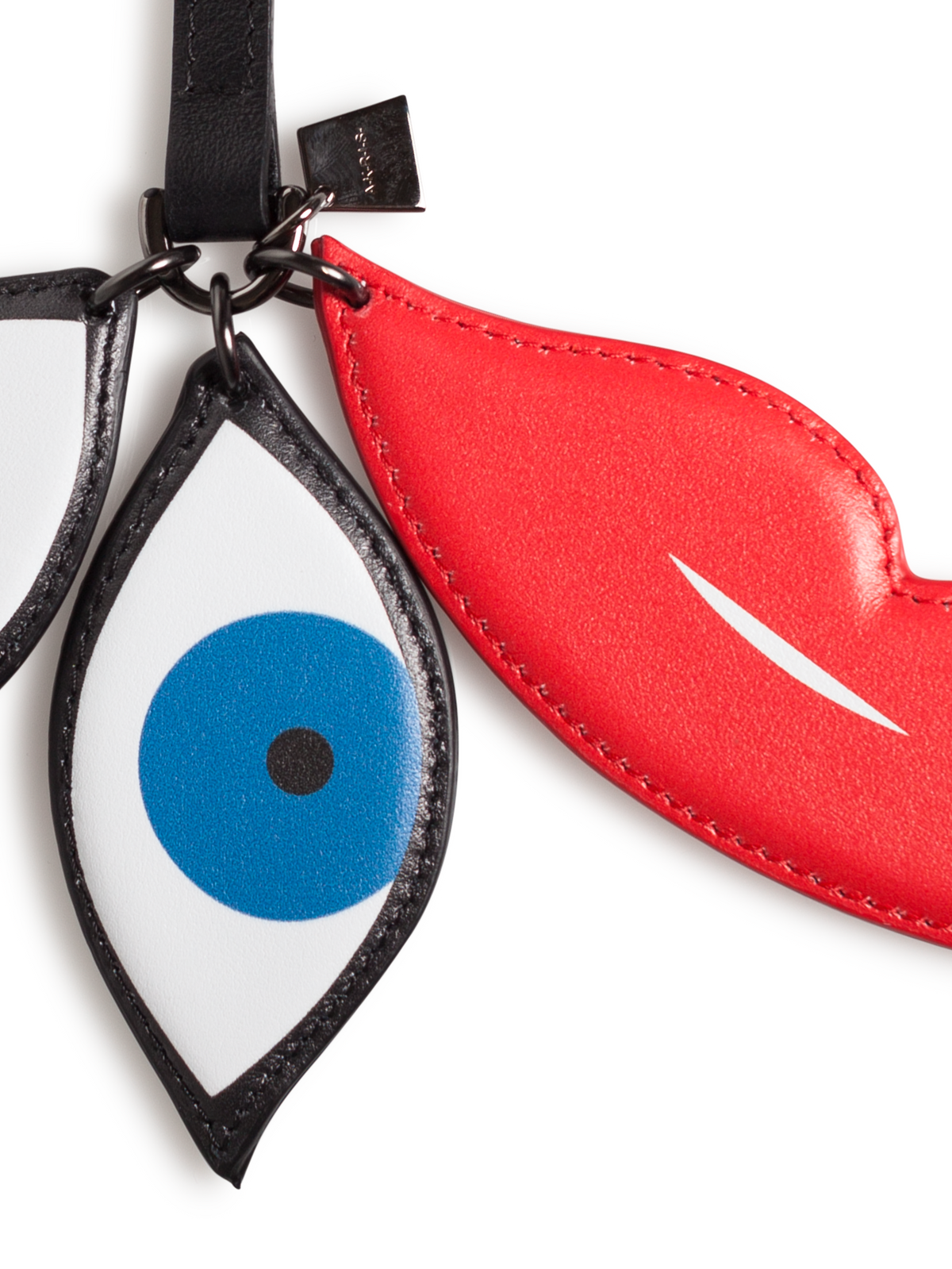 Designer Eyes & Lips Handbag Charm - blue - multicolor - red
