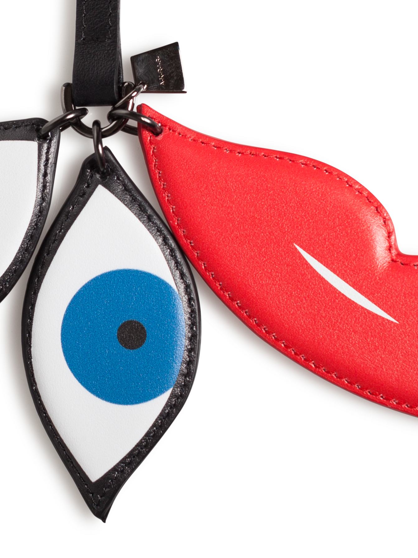 Designer Eyes & Lips Handbag Charm - blue - multicolor - red
