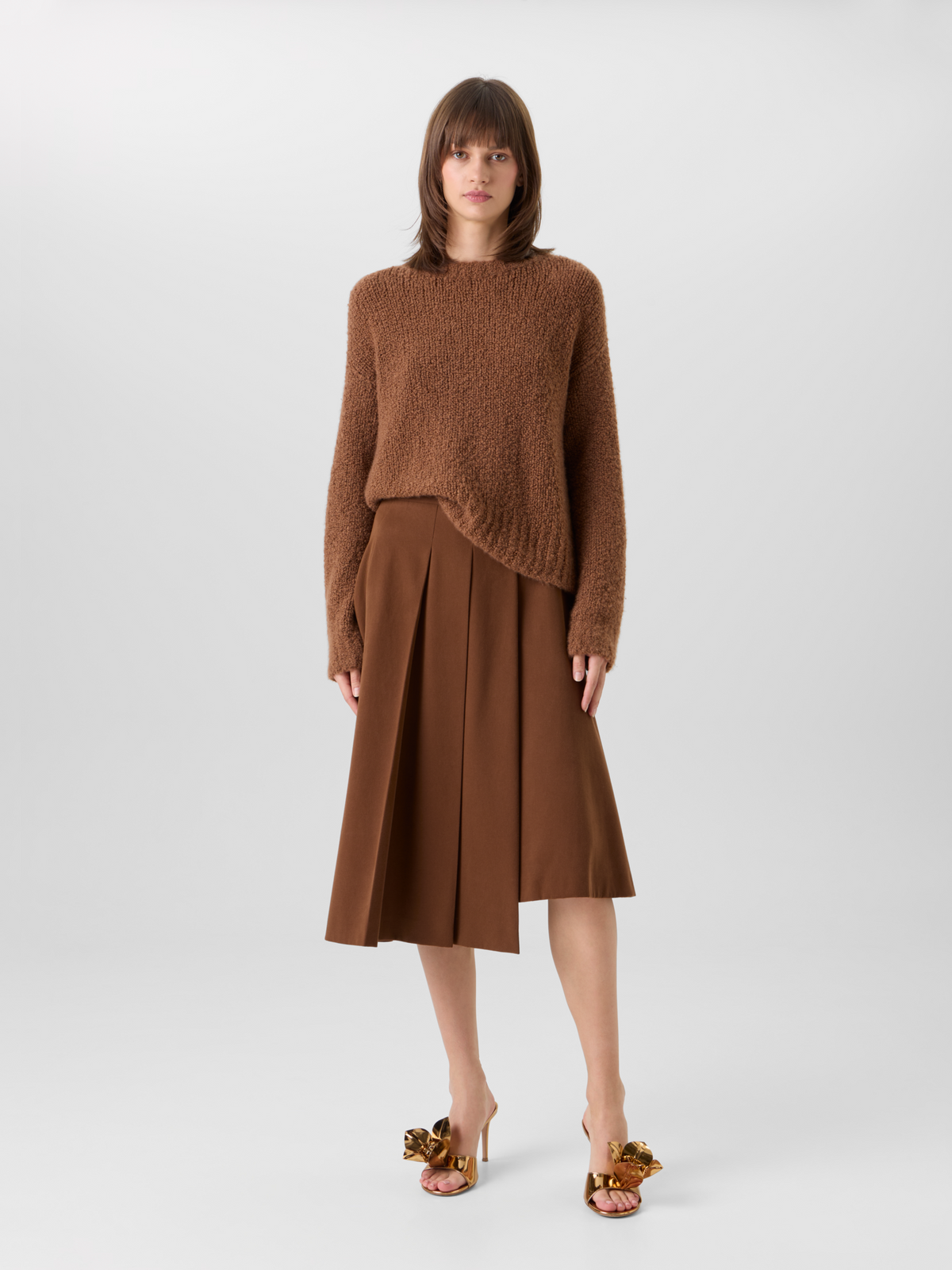 Designer Cashmere Silk Bouclé Sweater - brown #editorial