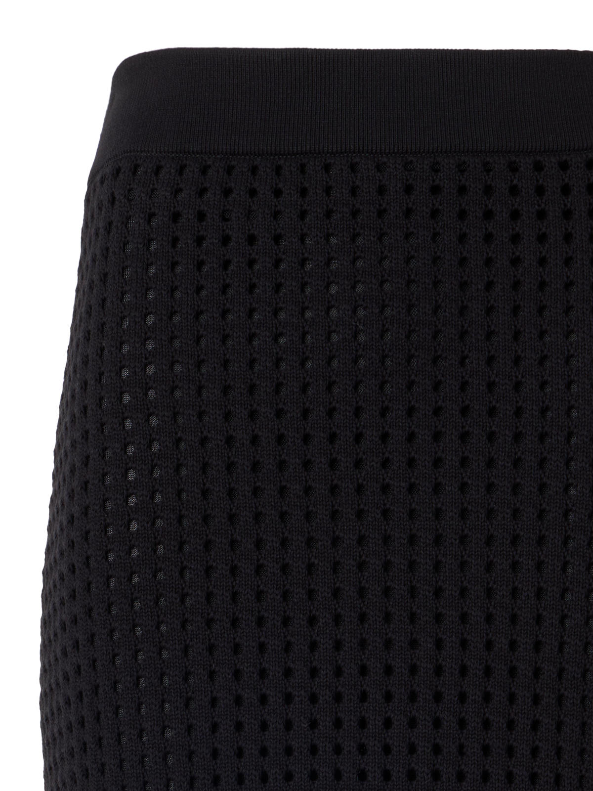 Designer Chunky Cotton Mesh Knit Tube Skirt - black
