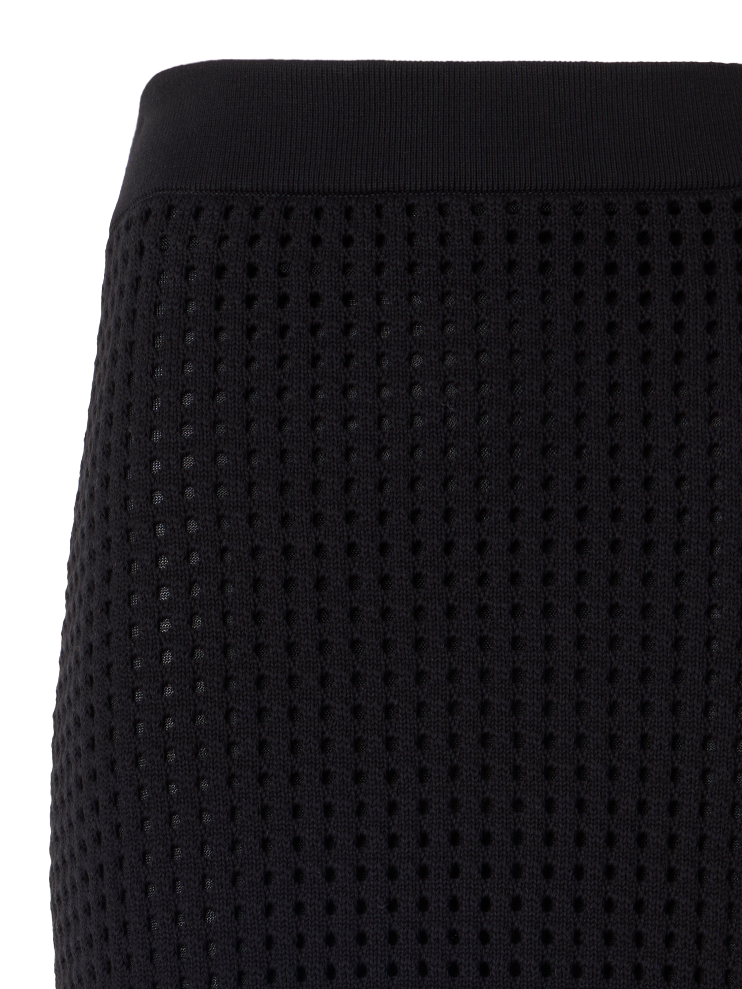 Designer Chunky Cotton Mesh Knit Tube Skirt - black