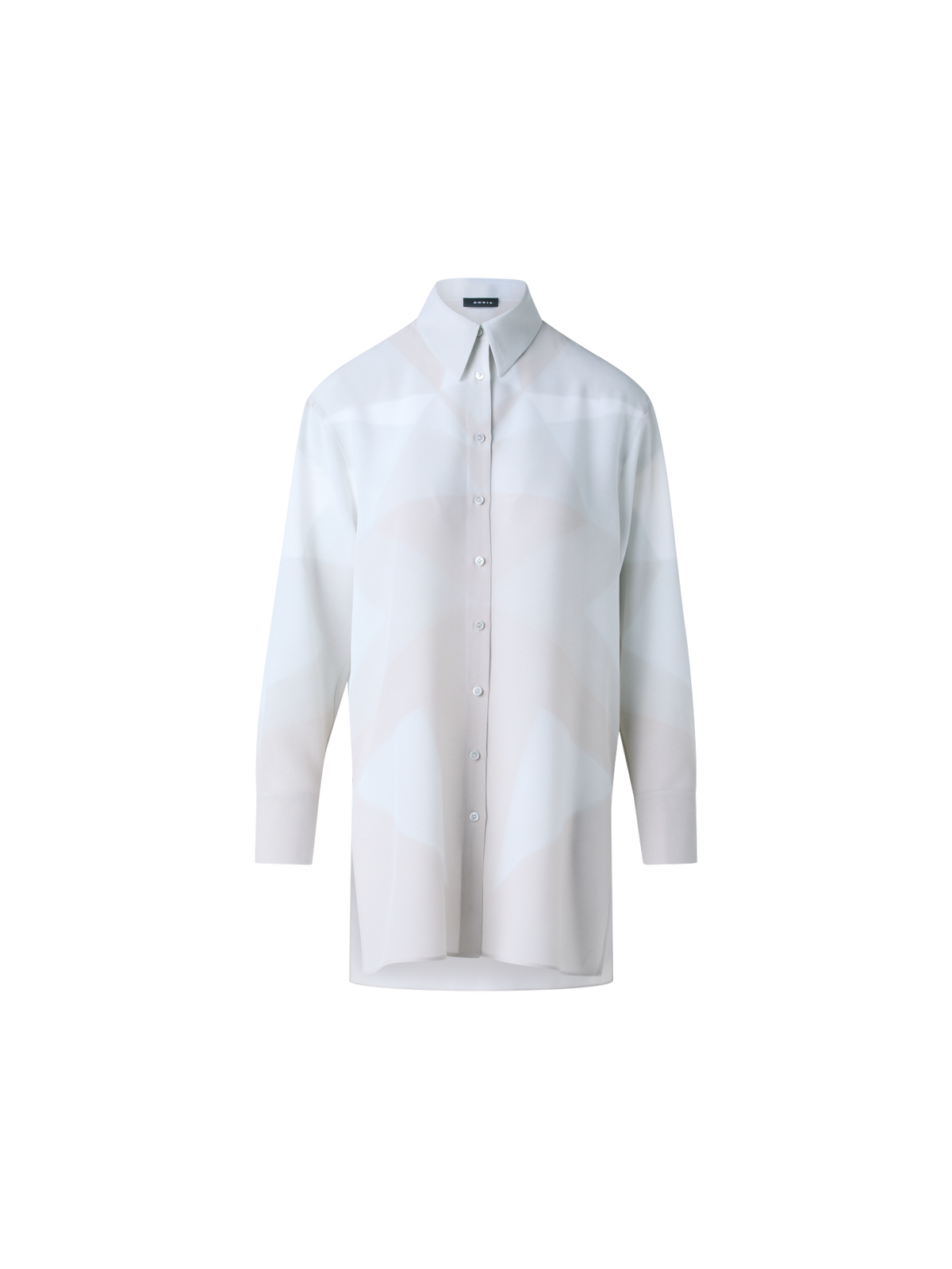 Designer Silk Tunic Blouse with Chiaroscuro Print 