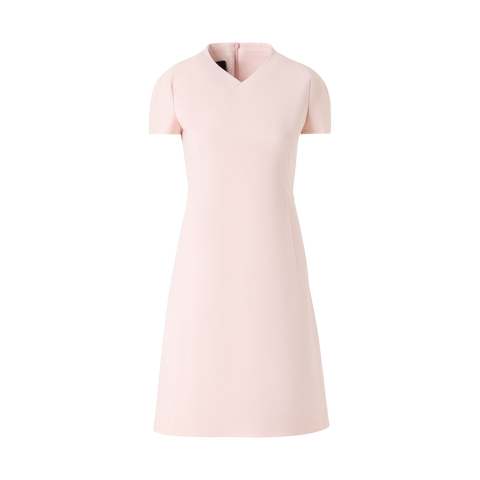 V-Neck Sheath Dress in Cotton Silk Double-Face