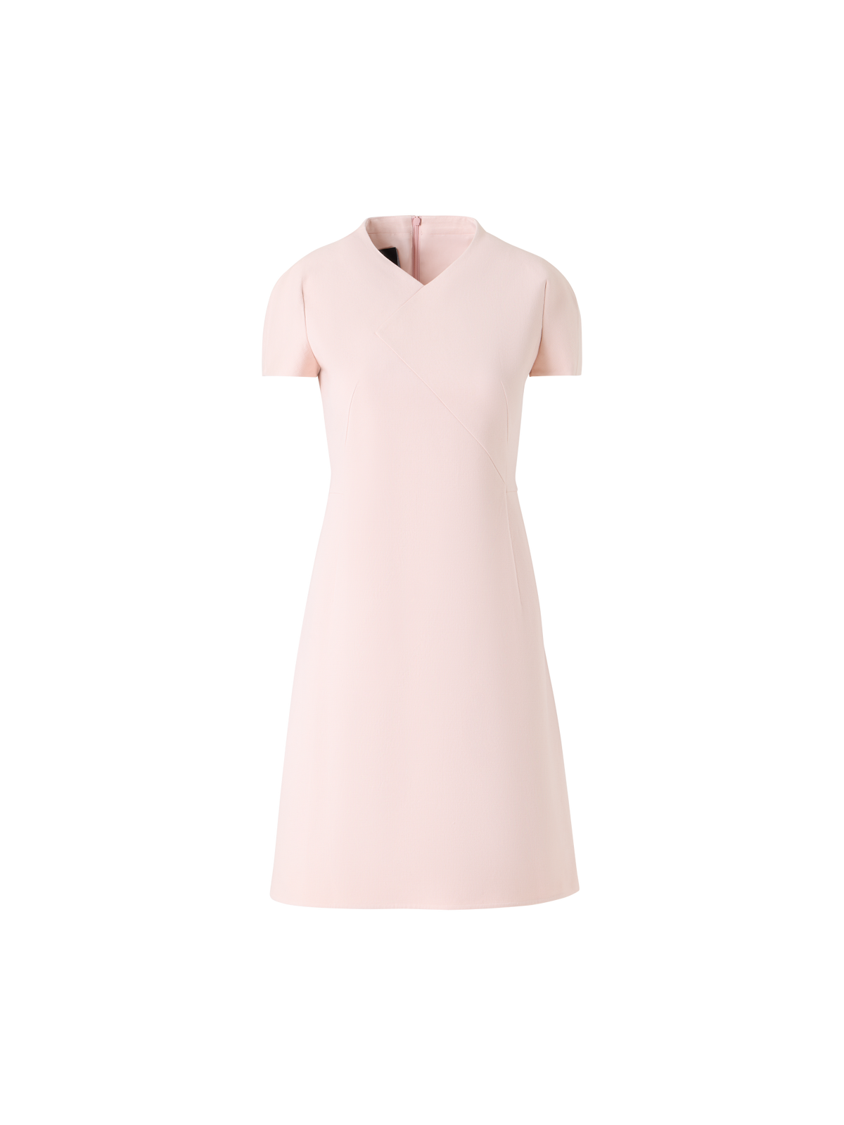 Designer V-Neck Sheath Dress in Cotton Silk Double-Face - pastel - pink