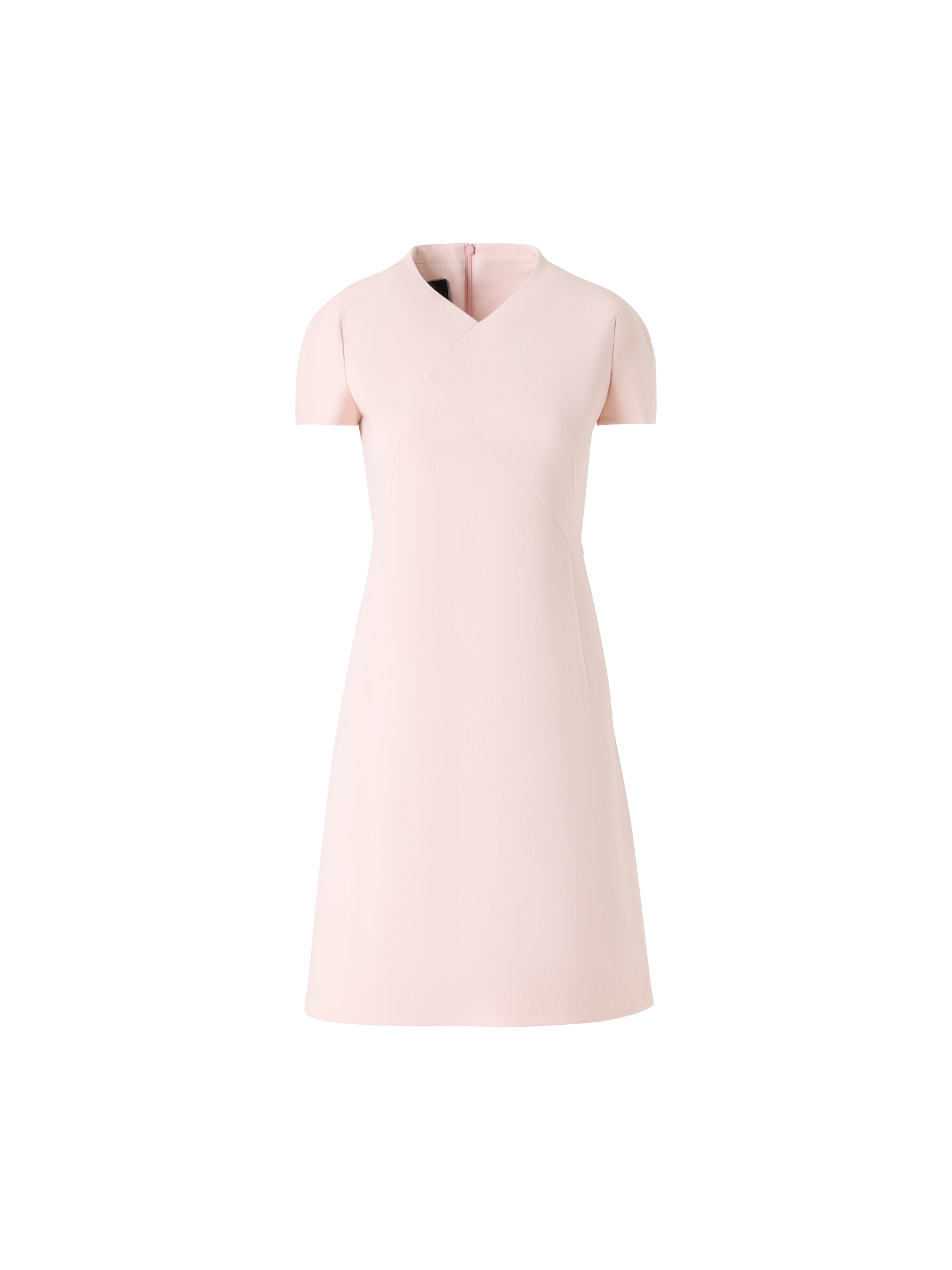 Designer V-Neck Sheath Dress in Cotton Silk Double-Face - pastel - pink