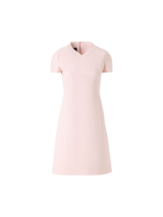Designer V-Neck Sheath Dress in Cotton Silk Double-Face - pastel - pink