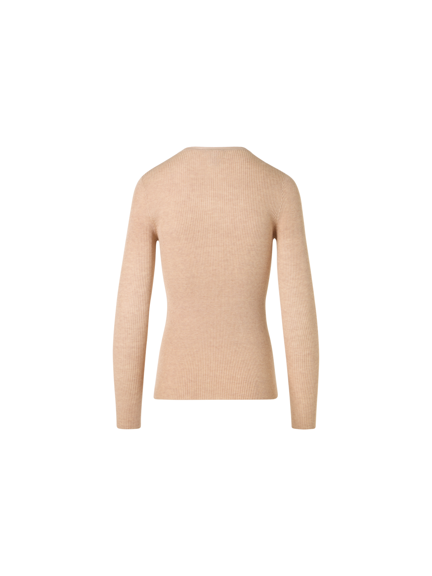 Designer Long-Sleeve Silk-Cotton Knit Sweater - beige