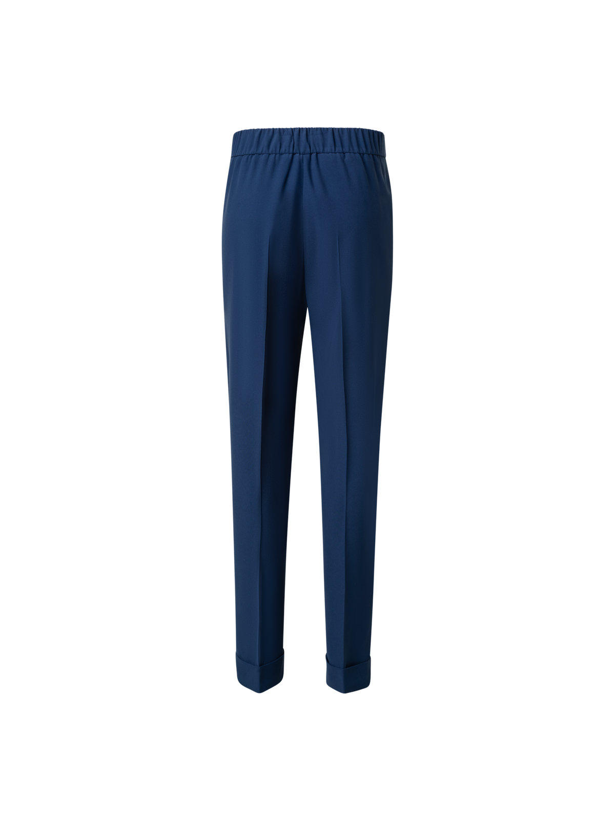 Designer Tapered Crêpe Pants with Elastic Back - blue