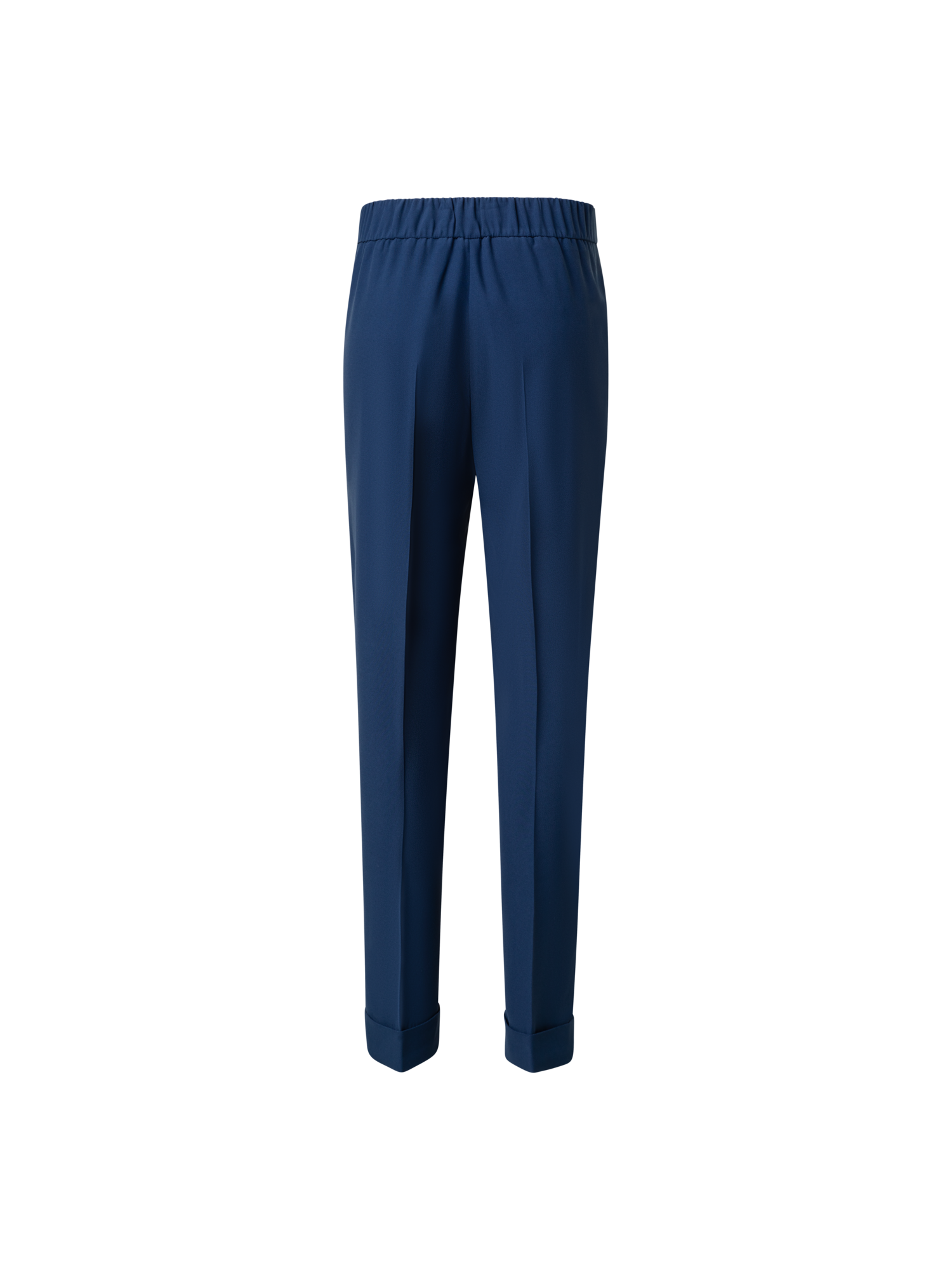 Designer Tapered Crêpe Pants with Elastic Back - blue