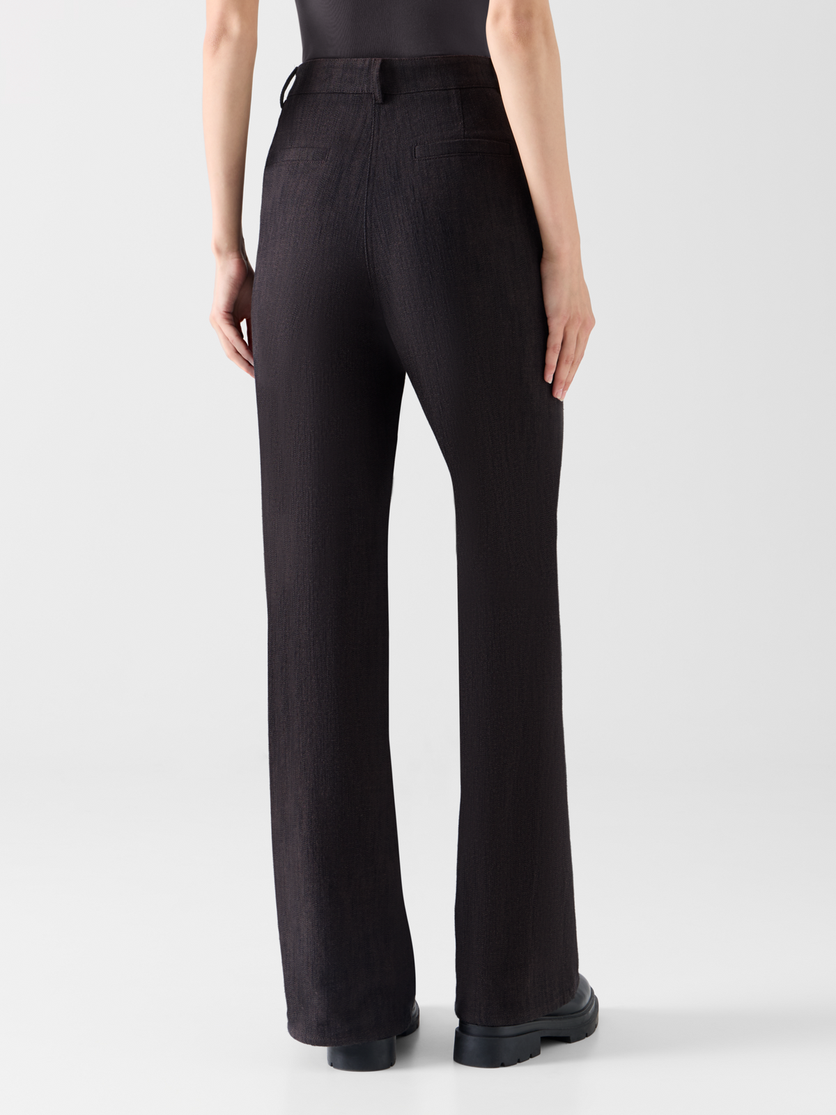 Designer Bootcut Pants in Brushed Winter Denim - brown 