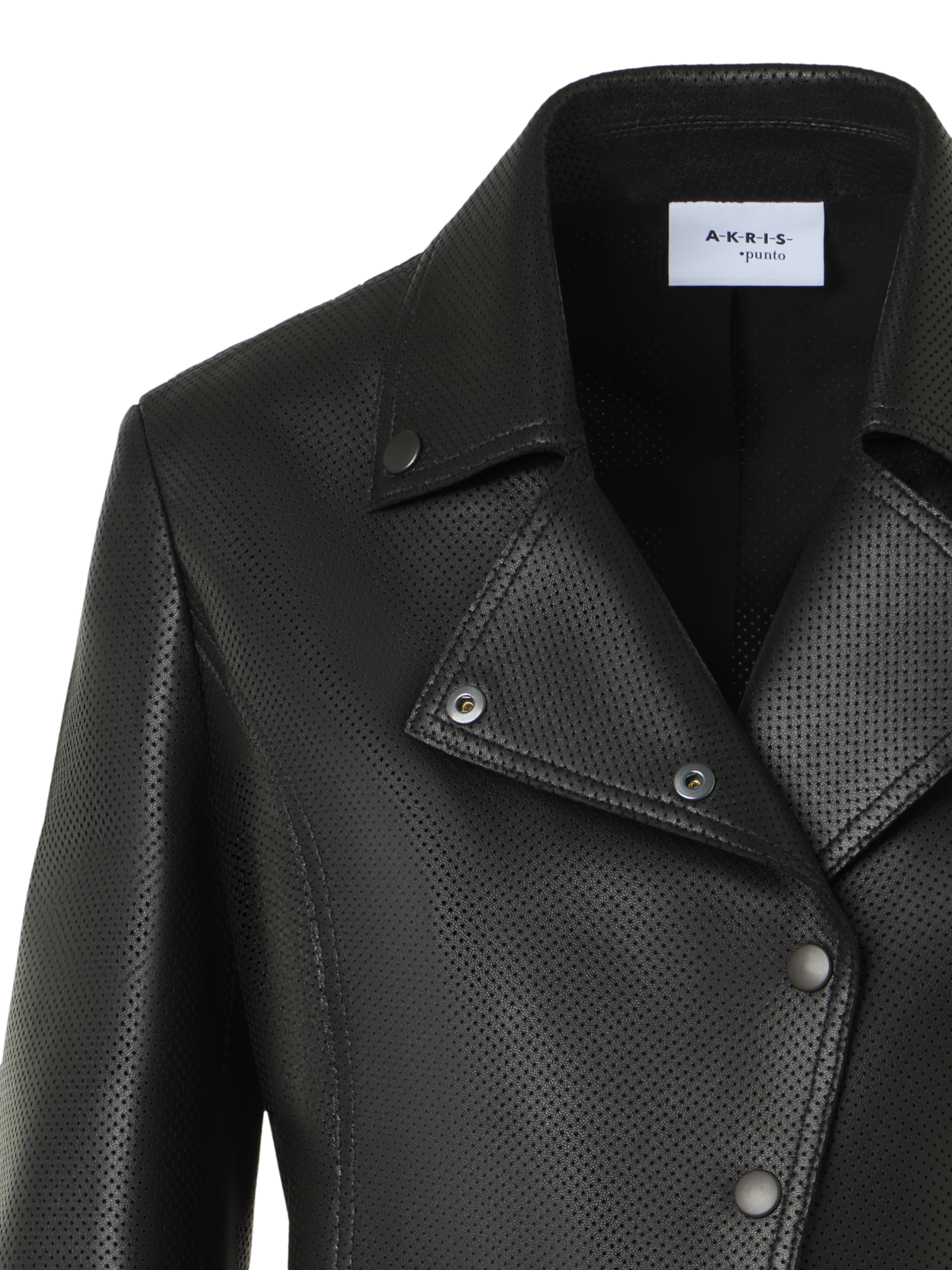 Designer Biker Jacket in Pin Dot Nappa Leather - black